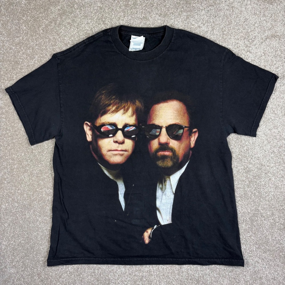 Vintage Billy Joel Elton John Face to Face 2003 Tour T-Shirt Black Large
